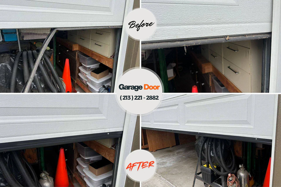 Before and after: garage door repair Melrose Park, NY